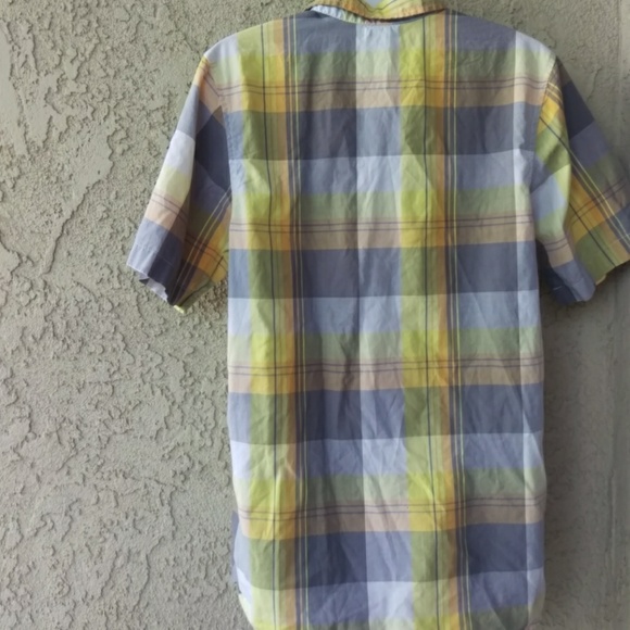 Old navy boy's yellow&gray plaid button up shirt - Picture 6 of 8